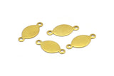 Brass Oval Connector, 50 Raw Brass Oval Tag Connectors, Charms, Findings, Stamping Tag (16x7mm) Brs105-1 A0286
