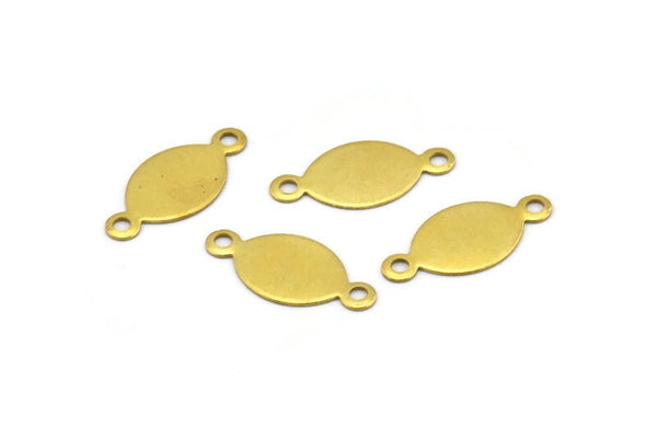 Brass Oval Connector, 50 Raw Brass Oval Tag Connectors, Charms, Findings, Stamping Tag (16x7mm) Brs105-1 A0286