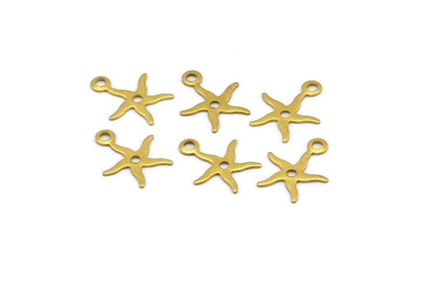 Ocean Sea Star Charm, 50 Raw Brass Sea Star Charms (9mm) Brs 626 A0160