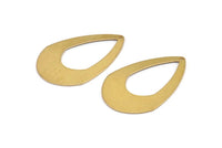 Brass Drop Charm, 6 Raw Brass Drop Charms With 1 Hole, Earrings, Pendants, Findings (41x28x0.80mm) D1060