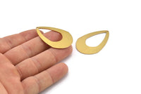 Brass Drop Charm, 6 Raw Brass Drop Charms With 1 Hole, Earrings, Pendants, Findings (41x28x0.80mm) D1060