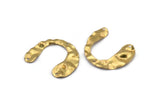 Brass Geometric Charm, 12 Raw Brass U Shaped Pendants With 3 Holes, Findings (30x25x0.60mm) D0728
