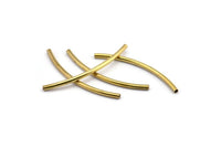 Curved Tube Beads - 24 Raw Brass Curved Tubes (2x40mm) Bs 1405