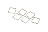 Silver Square Charm, 50 Silver Tone Square Ring Charms (12x1x0.8mm) BS 2378