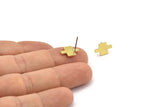 Earring Studs, 10 Raw Brass -  T Shape Earrings - Brass Earrings - Earrings (12x8x1mm) A3696