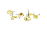 Brass Moon Earring, 10 Raw Brass Crescent Moon Stud Earrings (10x5x1mm) A3692