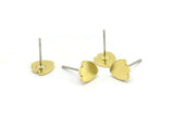 Brass Flower Earring, 12 Raw Brass Tulip Flower Shaped Stud Earrings (8x7x1mm) A3699