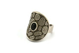 Gümüş Kraliyet Yüzüğü, Antik Gümüş Kaplama Pirinç Kraliyet Yüzükleri, 1 Taş Ayarlı - Ped Boyutu 4x6mm N1893 H1532