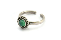 Silver Round Rings, 2 Antique Silver Plated Brass Adjustable Rings - Pad Size 6mm N2093 H1437