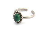 Silver Oval Rings, 2 Antique Silver Plated Brass Adjustable Rings - Pad Size 8x6mm N2094 H1438