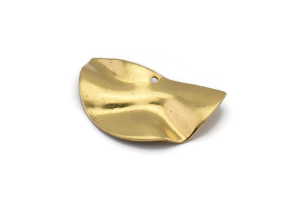 Semi Circle Charm, 12 Raw Brass Wavy Half Moon Charms With 1 Hole, Earrings, Findings (25x14x0.60mm) D0674
