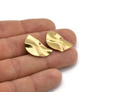 Semi Circle Charm, 12 Raw Brass Wavy Half Moon Charms With 1 Hole, Earrings, Findings (25x14x0.60mm) D0674