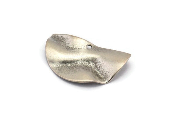 Semi Circle Charm, 10 Antique Silver Plated Brass Wavy Half Moon Charms With 1 Hole, Earrings, Findings (25x14x0.60mm) D0674 H0866