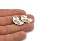 Semi Circle Charm, 10 Antique Silver Plated Brass Wavy Half Moon Charms With 1 Hole, Earrings, Findings (25x14x0.60mm) D0674 H0866