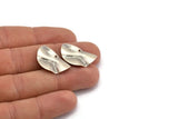 Semi Circle Charm, 10 Antique Silver Plated Brass Wavy Half Moon Charms With 1 Hole, Earrings, Findings (25x14x0.60mm) D0674 H0866
