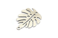 Gümüş Monstera Charm, 12 Antik Gümüş Kaplama Pirinç Monstera Yaprağı Charm, 1 Halka, Küpeler, Bulgular (24x20x0,60 mm) D1005 H1043