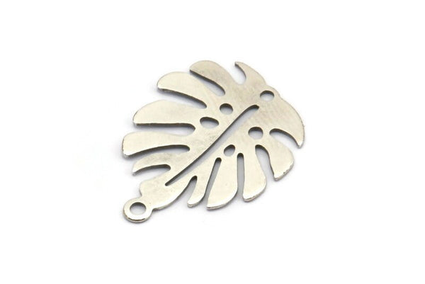 Gümüş Monstera Charm, 12 Antik Gümüş Kaplama Pirinç Monstera Yaprağı Charm, 1 Halka, Küpeler, Bulgular (24x20x0,60 mm) D1005 H1043