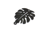 Black Monstera Charm, 12 Oxidized Black Brass Monstera Leaf Charms With 1 Loop, Pendants, Earrings, Findings (24x20x0.60mm) D1005 S234