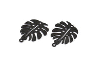 Black Monstera Charm, 12 Oxidized Black Brass Monstera Leaf Charms With 1 Loop, Pendants, Earrings, Findings (24x20x0.60mm) D1005 S234