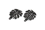 Black Monstera Charm, 12 Oxidized Black Brass Monstera Leaf Charms With 1 Loop, Pendants, Earrings, Findings (24x20x0.60mm) D1005 S234