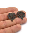 Black Monstera Charm, 12 Oxidized Black Brass Monstera Leaf Charms With 1 Loop, Pendants, Earrings, Findings (24x20x0.60mm) D1005 S234