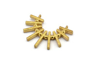 Brass Fringed Pendant, 2 Raw Brass Textured Fringed Pendant With 2 Loops (30x38x3mm) BS 1960