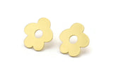 Brass Flower Earring, 8 Raw Brass Flower Shaped Stud Earrings (18x16x0.80mm) A2676