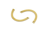 Brass Geometric Charm, 24 Raw Brass Semi Circle Charms With 2 Holes, Connectors (27x2.5x0.60mm) A3710