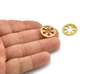 Brass Snowflake Charm, 10 Raw Brass Snowflake Charms With 1 Hole (18x1mm) A3708