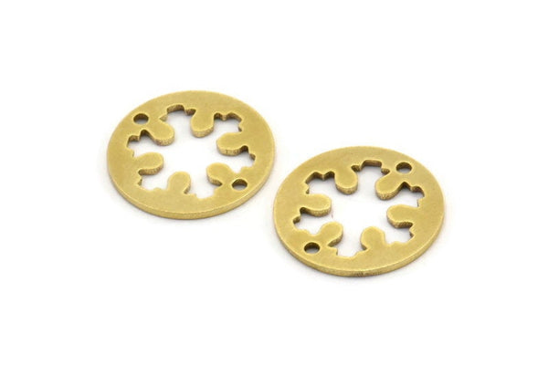 Pirinç Kar Tanesi Tılsımı, 2 Delikli 10 Ham Pirinç Kar Tanesi Bağlantı Parçası (18x1mm) A3703