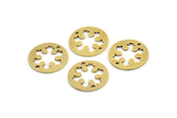 Pirinç Kar Tanesi Tılsımı, 2 Delikli 10 Ham Pirinç Kar Tanesi Bağlantı Parçası (18x1mm) A3703
