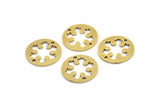 Pirinç Kar Tanesi Tılsımı, 2 Delikli 10 Ham Pirinç Kar Tanesi Bağlantı Parçası (18x1mm) A3703