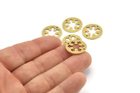 Pirinç Kar Tanesi Tılsımı, 2 Delikli 10 Ham Pirinç Kar Tanesi Bağlantı Parçası (18x1mm) A3703