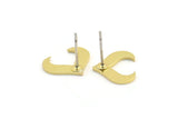 Brass Fire Earring, 10 Raw Brass Fire Shaped Stud Earrings (11x14x1mm) A3742