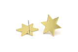 Brass Star Earring, 8 Raw Brass Star Shaped Stud Earrings (18x15x1mm) A3748