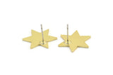 Brass Star Earring, 8 Raw Brass Star Shaped Stud Earrings (18x15x1mm) A3748