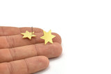 Brass Star Earring, 8 Raw Brass Star Shaped Stud Earrings (18x15x1mm) A3748