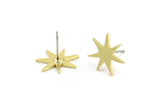 Brass Star Earring, 10 Raw Brass Star Shaped Stud Earrings (14x13x1mm) A3734