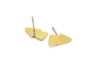 Earring Studs, 10 Raw Brass - Tree Shaped Stud Earrings - Brass Earrings - Earrings (12x6x1mm) A3690