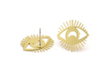 Brass Eye Earring, 10 Raw Brass Eye Shaped Stud Earrings (17x18x0.60mm) A3741