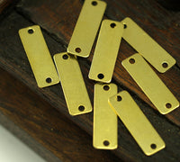 50 Raw Brass Rectangle Connector 2 Holes (19x6 Mm) Brs 612 ( A0307 )