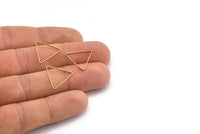 Brass Triangle Charm, 100 Raw Brass Open Triangle Ring Charms (17x1mm) D0066