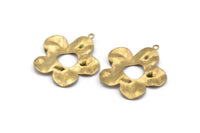 Brass Daisy Charm, 8 Raw Brass Daisy Charms With 1 Loop, Pendants, Earrings (33x30x0.60mm) D849