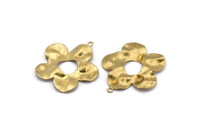Brass Daisy Charm, 8 Raw Brass Daisy Charms With 1 Loop, Pendants, Earrings (33x30x0.60mm) D849