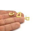Brass Diamond Earring, 8 Raw Brass Diamond Shaped Stud Earrings (13x18x1mm) A3743