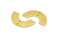 Pirinç Geometrik Charm, 2 Delikli 8 Dokulu Ham Pirinç Yarım Daire Charm, Bağlantı Parçaları (30x8x0,80 mm) A3717