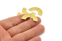 Pirinç Geometrik Charm, 2 Delikli 8 Dokulu Ham Pirinç Yarım Daire Charm, Bağlantı Parçaları (30x8x0,80 mm) A3717