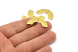 Pirinç Geometrik Charm, 2 Delikli 8 Dokulu Ham Pirinç Yarım Daire Charm, Bağlantı Parçaları (30x8x0,80 mm) A3717