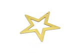 Brass Star Charm, 24 Raw Brass Star Charms With 1 Hole (29x27mm) A3716
