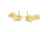 Brass Flower Earring, 8 Raw Brass Flower Shaped Stud Earrings (18x12x1mm) A3707